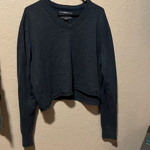 Gray cropped cashmere long sleeve